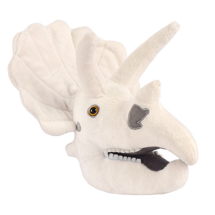 Triceratops skull dino plush angle