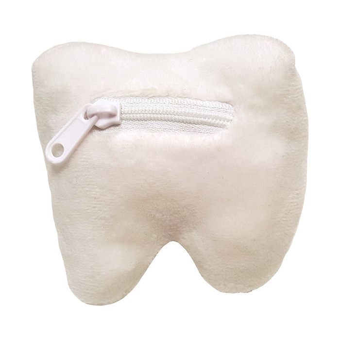 Tooth plush back with zipper