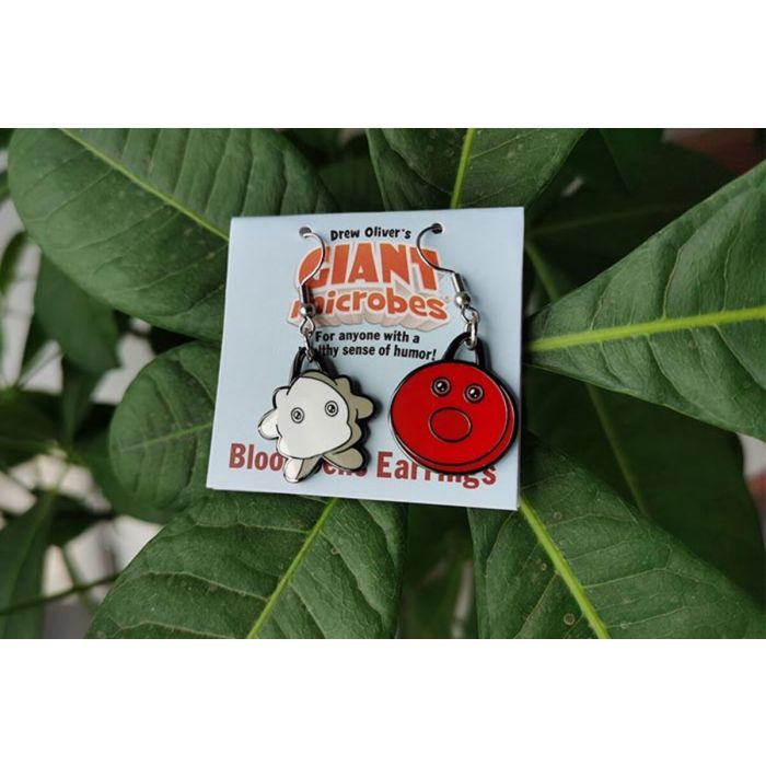 Blood Cells earrings on leaves