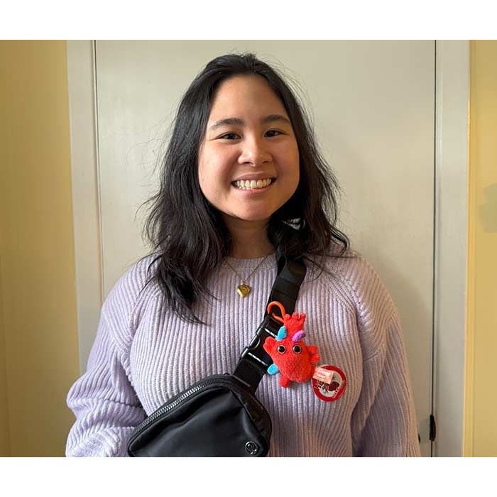 Heart key chain on model