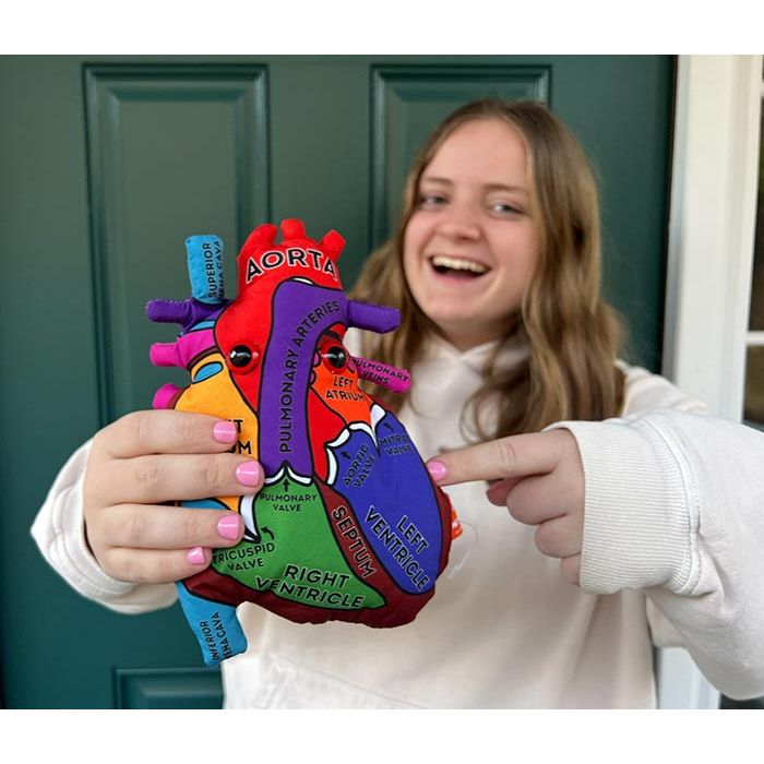 Heart model plush with woman
