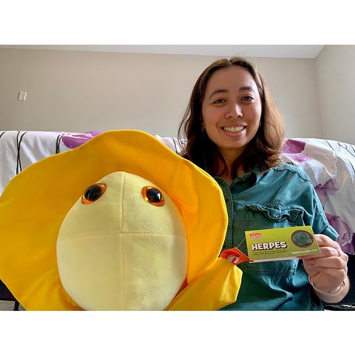 Herpes gigantic plush with woman