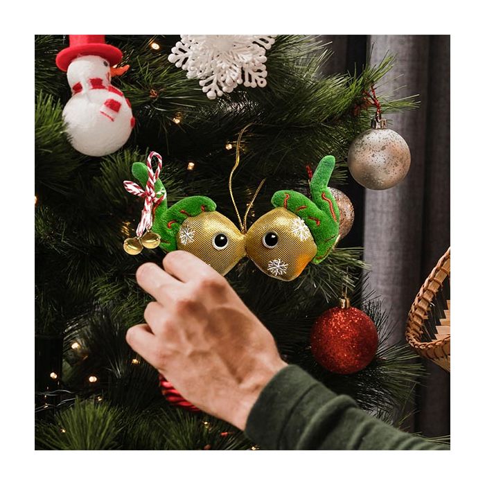 Testicles ornament in tree