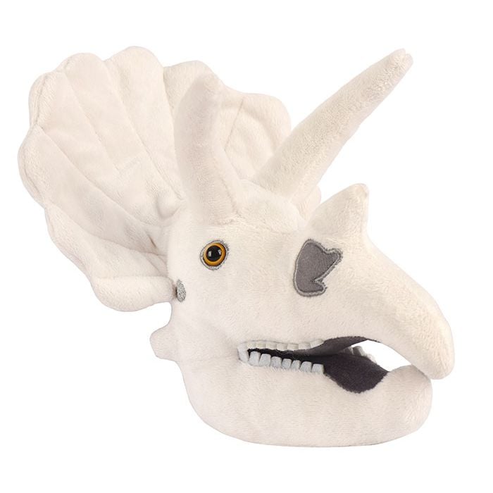 Triceratops skull dino plush angle