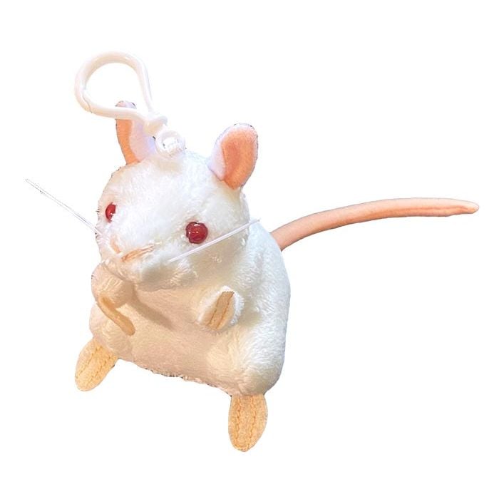 White Lab Mouse key chain