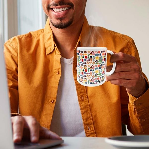 Microbes art mug with guy